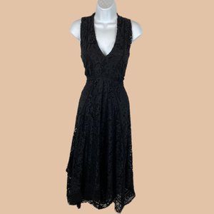 Taylor - Black -  Lace Handkerchief Hem - Sleeveless Dress